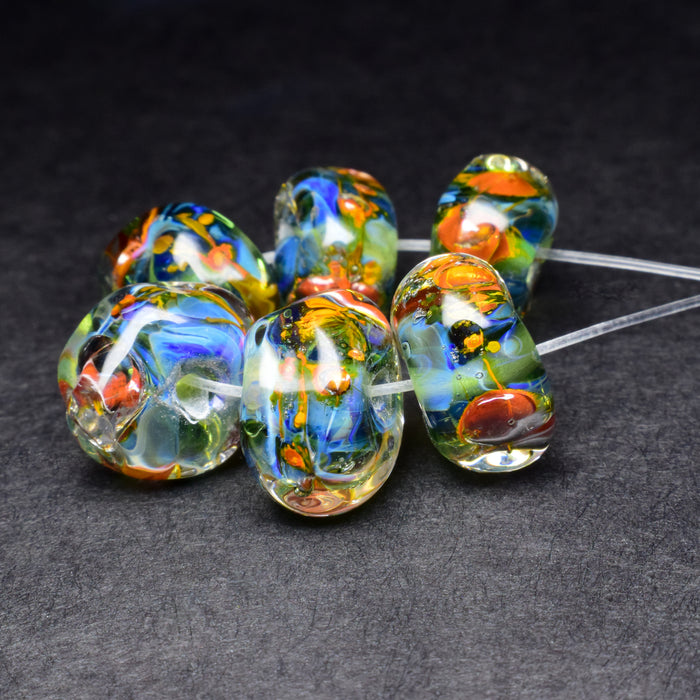 Ocean Sparkles: Handmade Lampwork Glass Beads