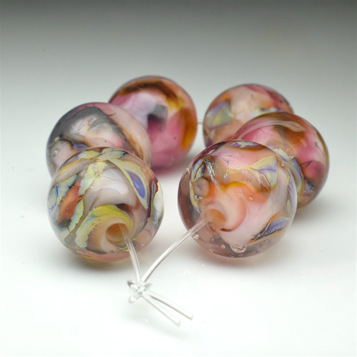 Pink Cranberries: Handmade Lampwork Glass Beads