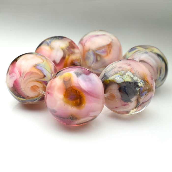 Pink Cranberries: Handmade Lampwork Glass Beads