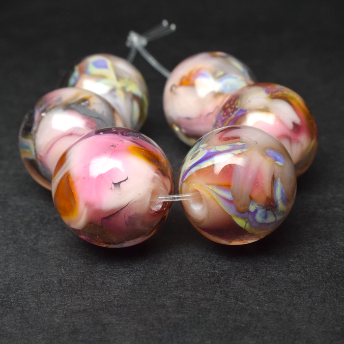 Pink Cranberries: Handmade Lampwork Glass Beads