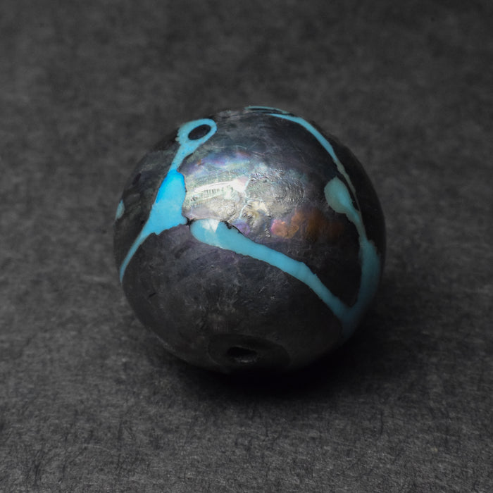 Iridescent Blue Ash: Handmade Lampwork Glass Focal Bead