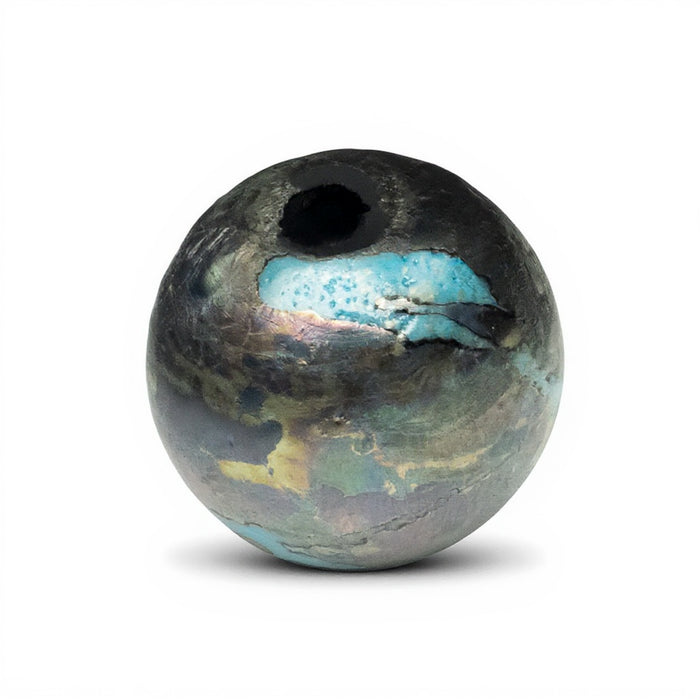 Iridescent Blue Ash: Handmade Lampwork Glass Focal Bead