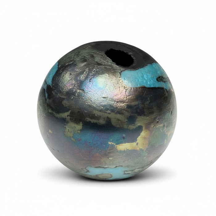Iridescent Blue Ash: Handmade Lampwork Glass Focal Bead