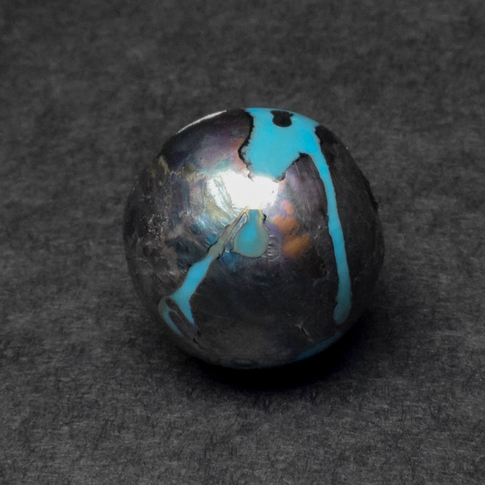 Iridescent Blue Ash: Handmade Lampwork Glass Focal Bead