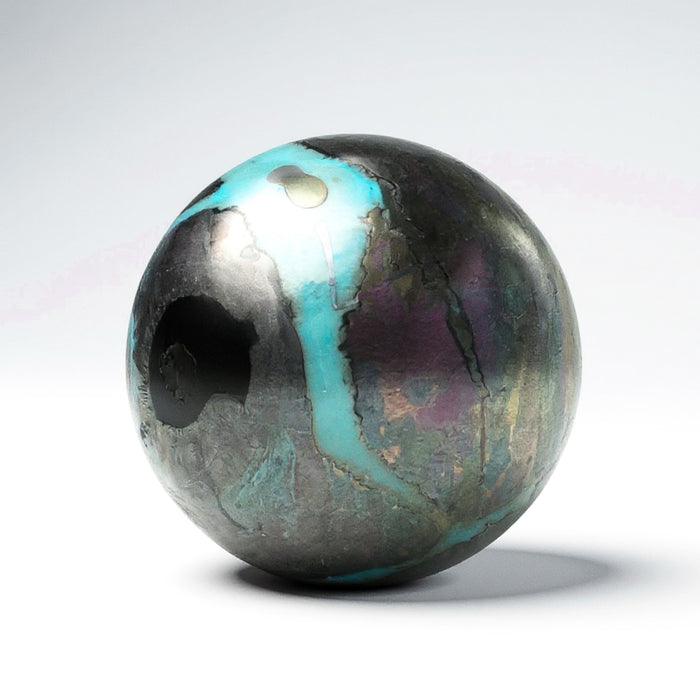 Iridescent Blue Ash: Handmade Lampwork Glass Focal Bead